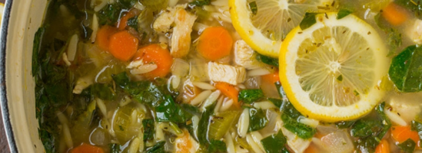 Lemon Chicken and Spinach Orzo Soup